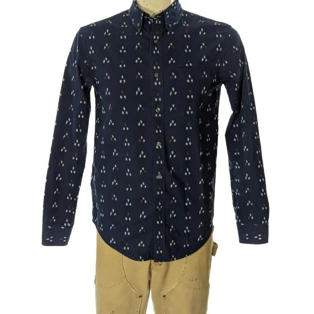 Club Monaco Men's Geometric Print Cotton Button Down Shirt Sz XS Slim Fit EUC